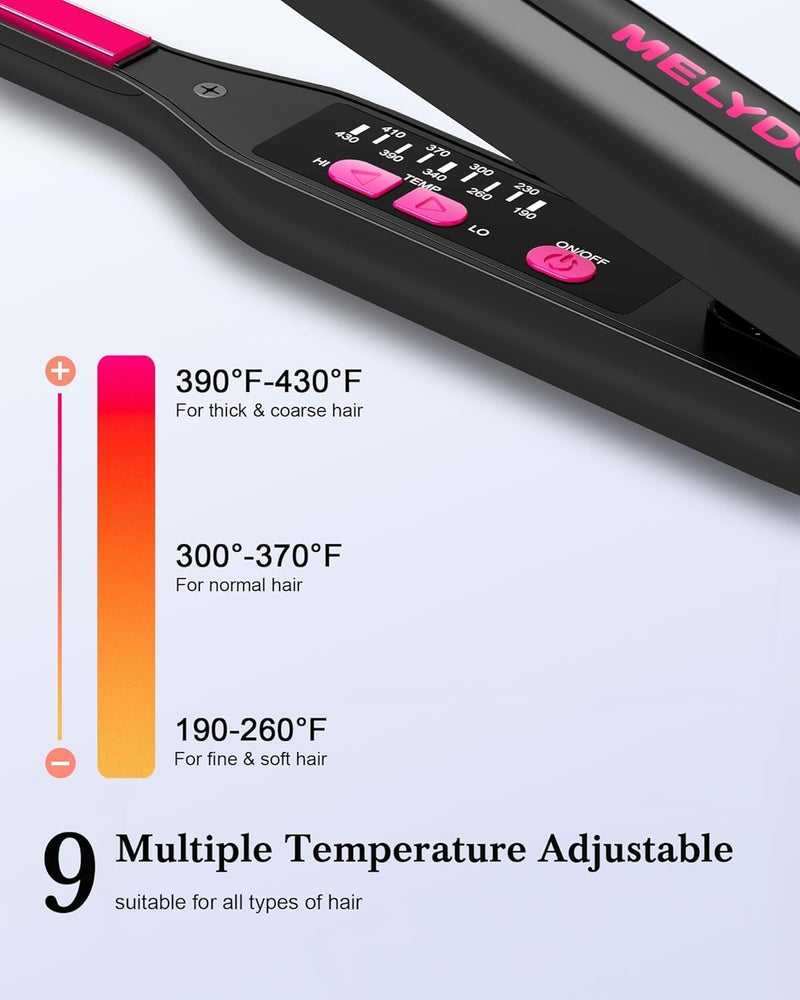MELYDO Small Flat Irons for Short Hair, 3/10" Pencil Flat Iron with Adjustable Temp Mini Hair Straightener for Edges Pixie Cut and Bangs, Tiny Hair Straightener with Floating Plates, Auto Shut Off - Image 4